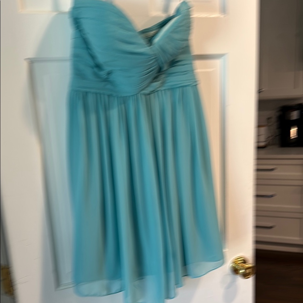 Bill Levkoff Teal Strapless Ruched Sundress